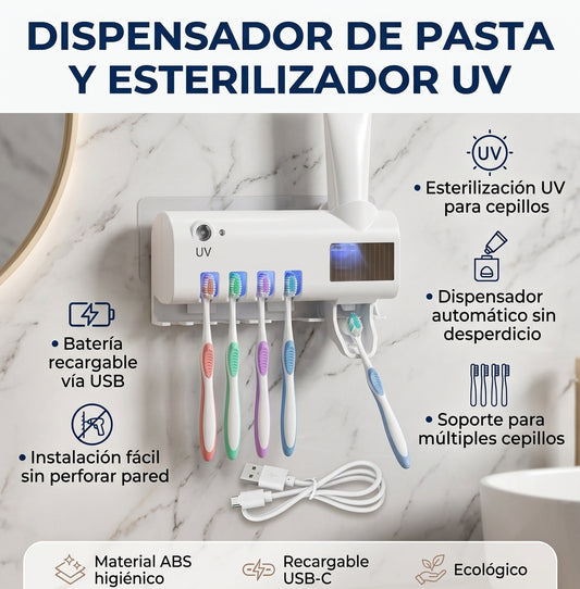 DISPENSADOR AUTOMÁTICO DE PASTA DENTAL CON ESTERILIZADOR UV