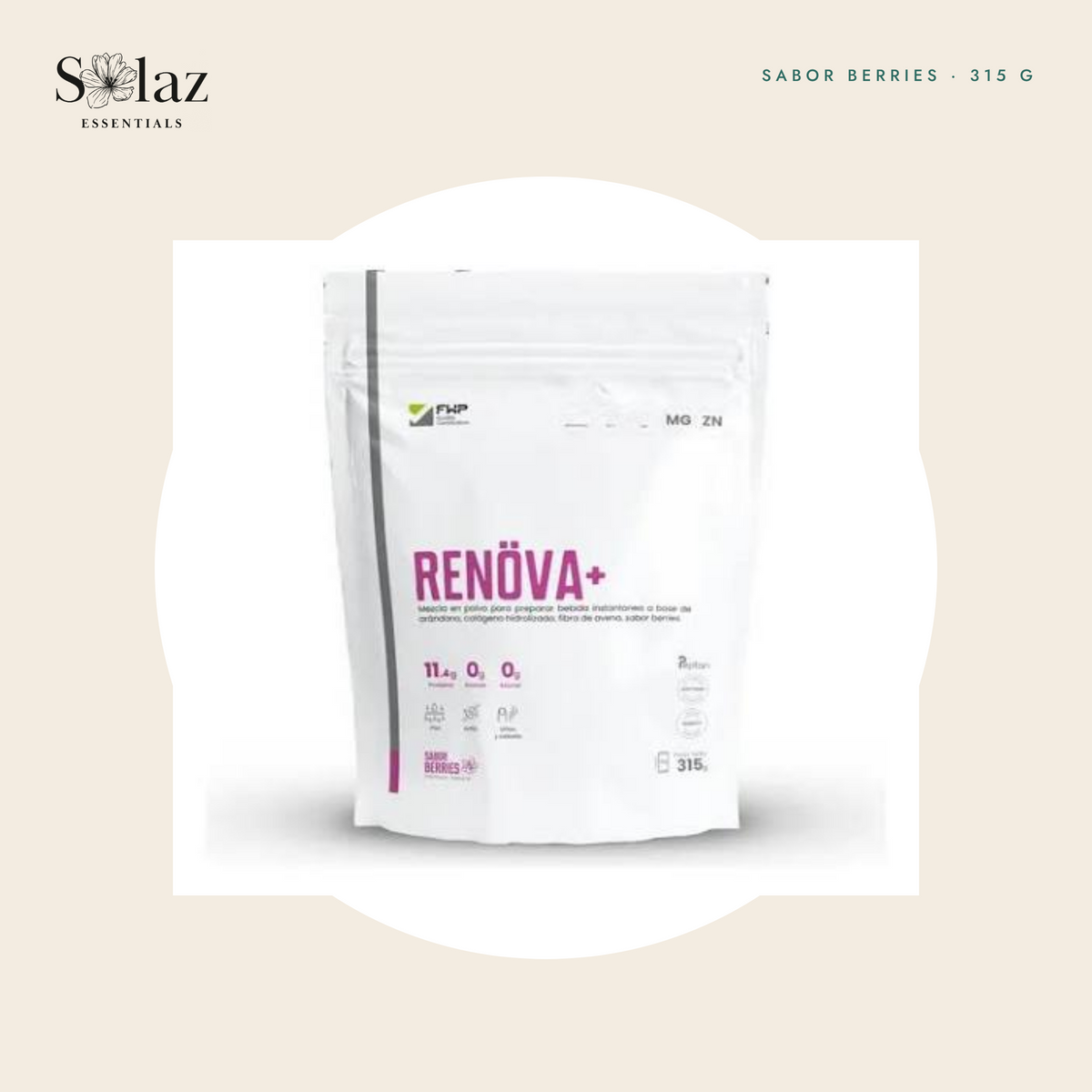 Renöva+ Colágeno Hidrolizado Sabor Berries 315 g